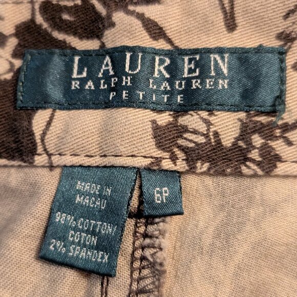 Lauren Ralph Lauren Brown/Tan Floral Print Pants Size 6P - Picture 11 of 13